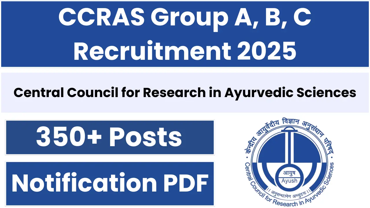 CCRAS Group A, B, C Recruitment 2025 Notification
