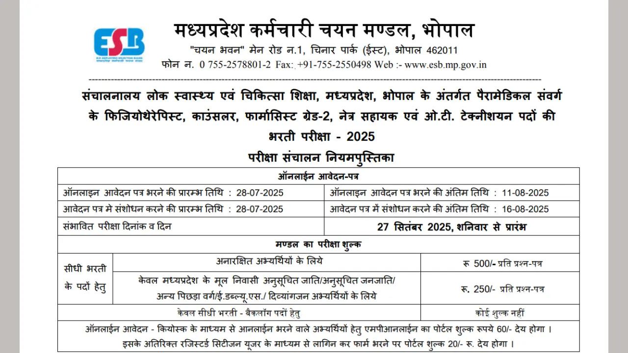 MPESB Group-5 Paramedical Staff Recruitment 2025