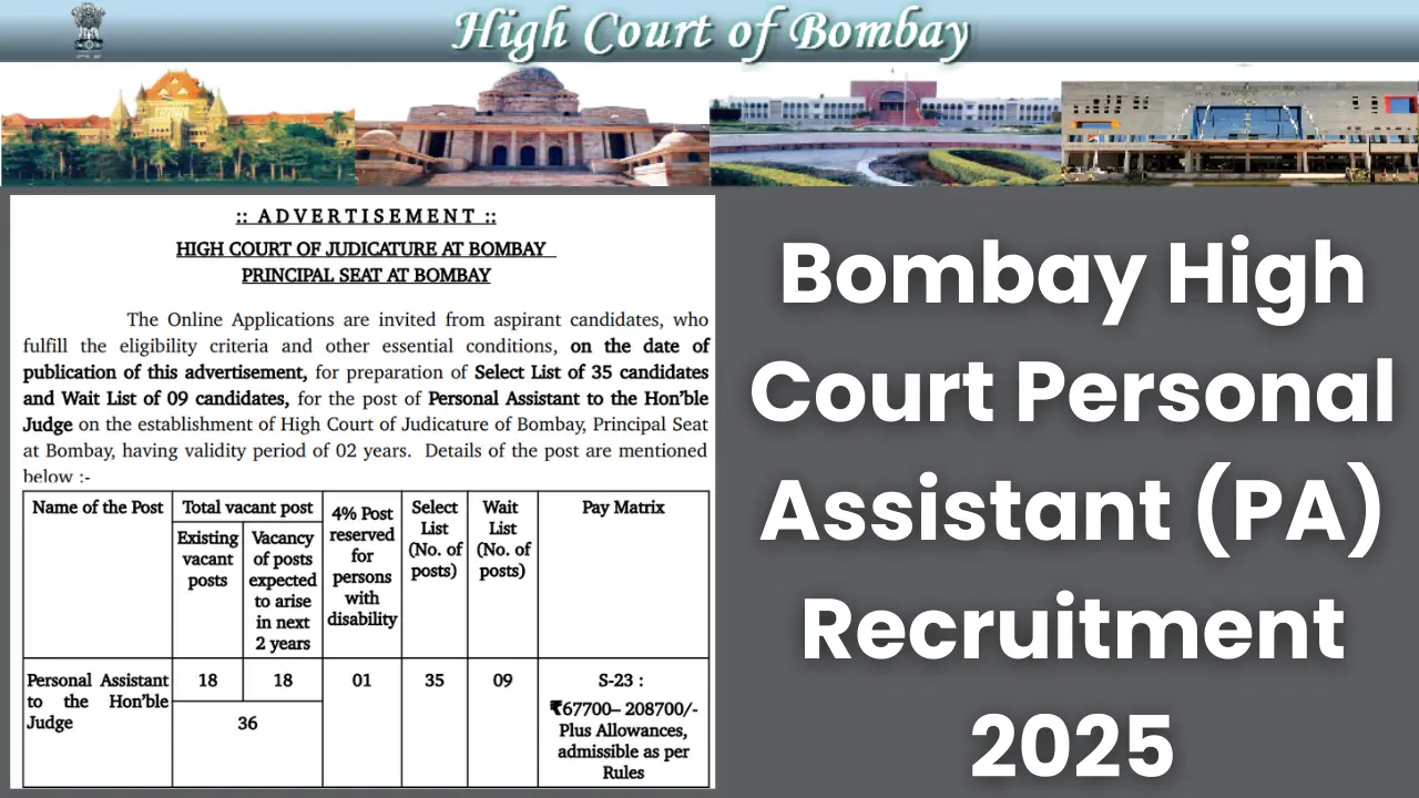 Bombay High Court Personal Assistant (PA) Recruitment 2025