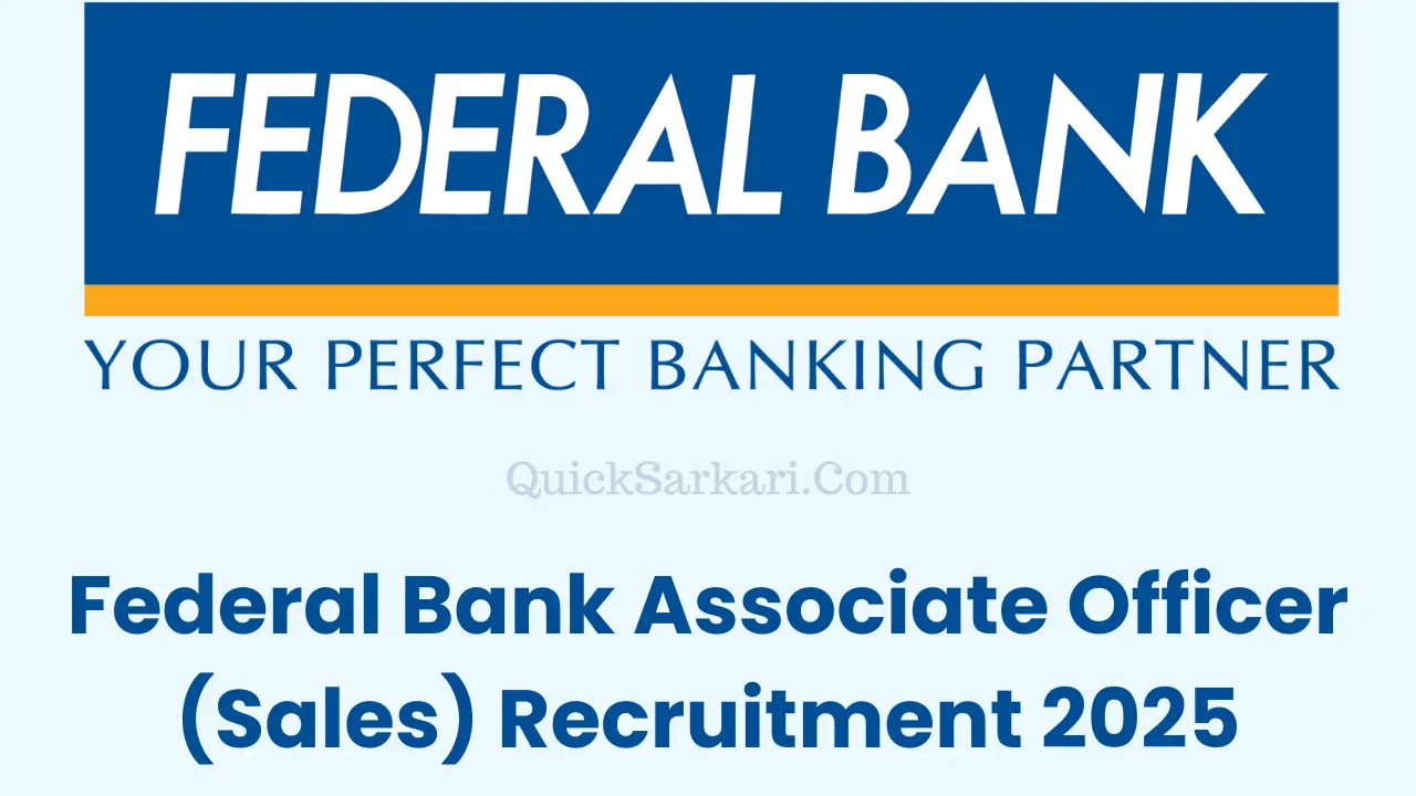 Federal Bank Associate Officer Sales Recruitment 2025