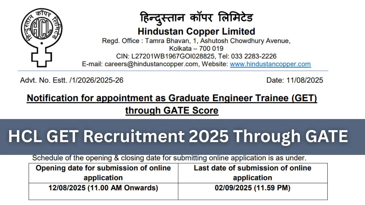HCL GET Recruitment 2025 Through GATE