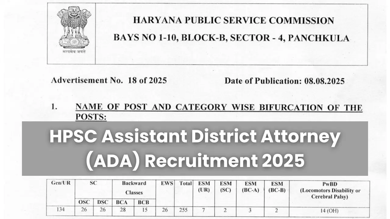HPSC Assistant District Attorney (ADA) Recruitment 2025