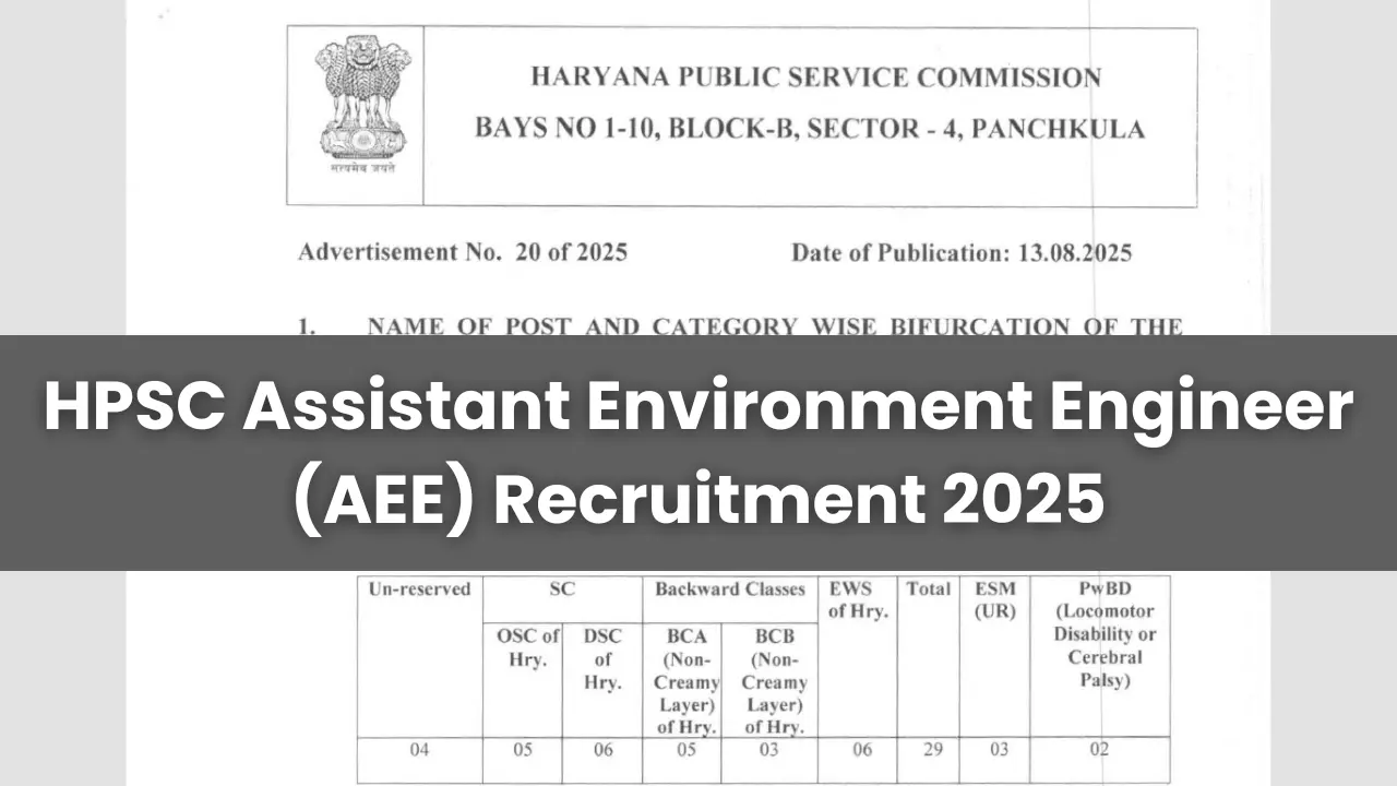 HPSC Assistant Environment Engineer (AEE) Recruitment 2025