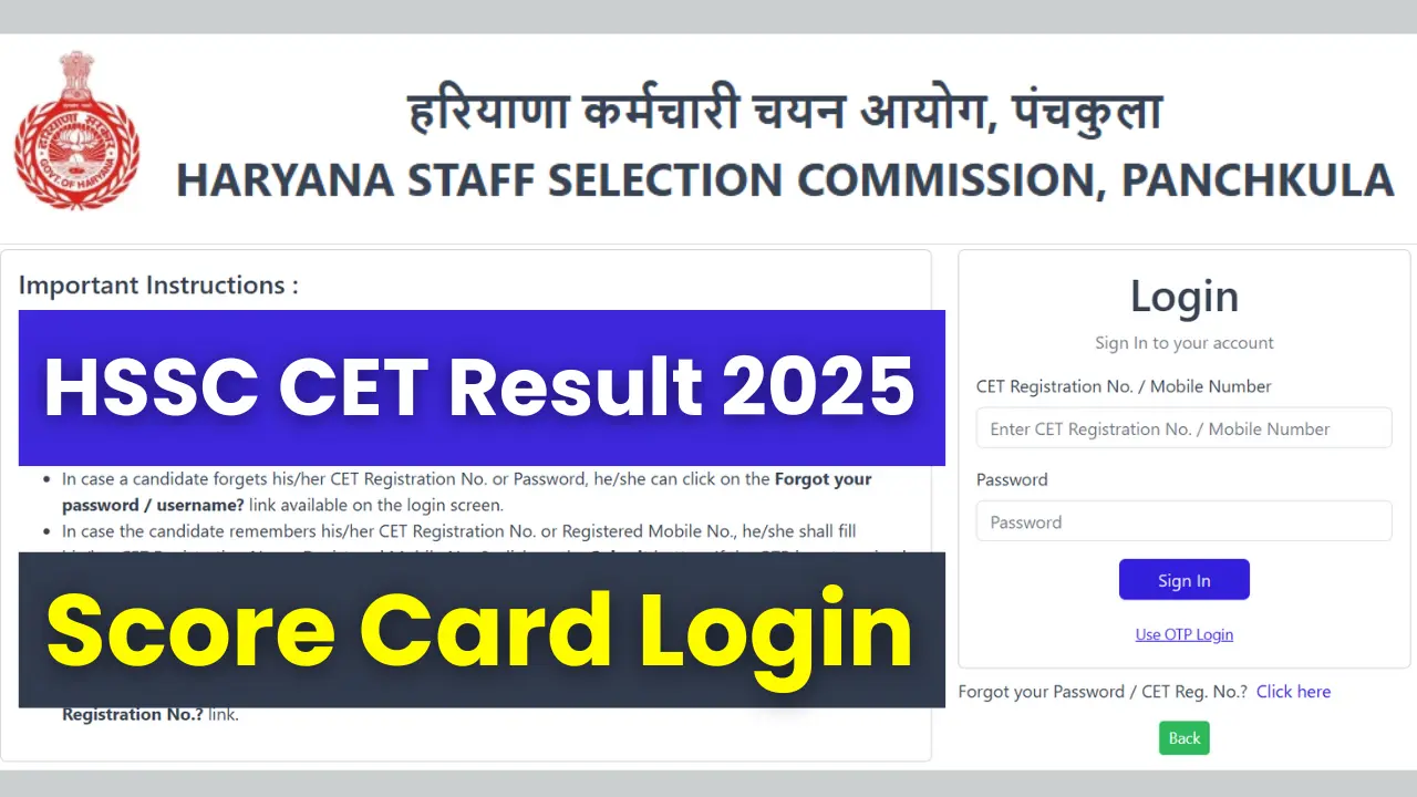HSSC CET Result 2025