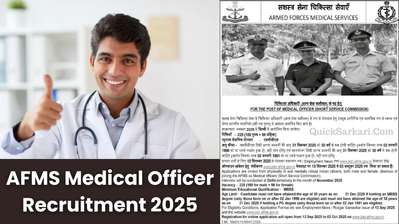 AFMS Medical Officer Recruitment 2025