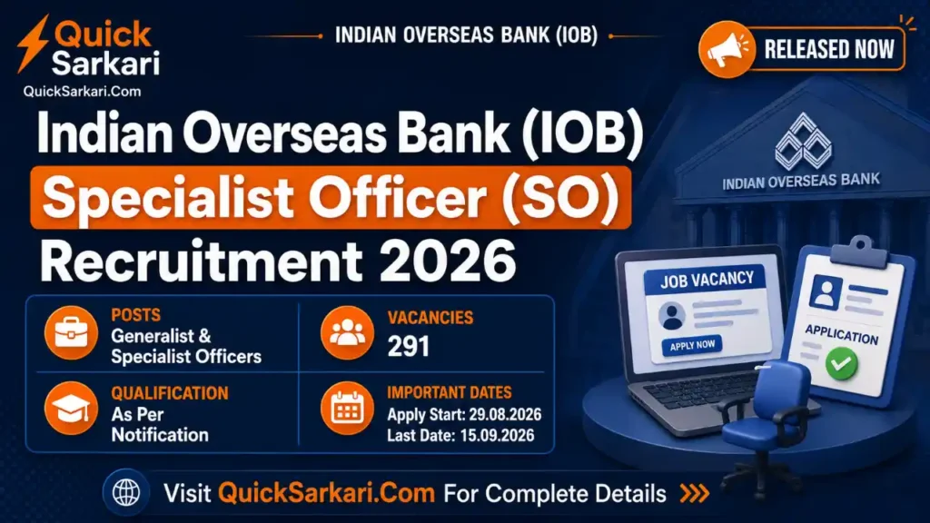 Indian Overseas Bank (IOB) Specialist Officer (SO) Recruitment 2026