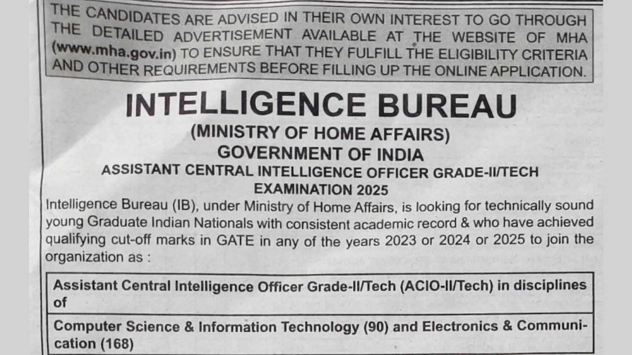 IB ACIO Tech Recruitment 2025