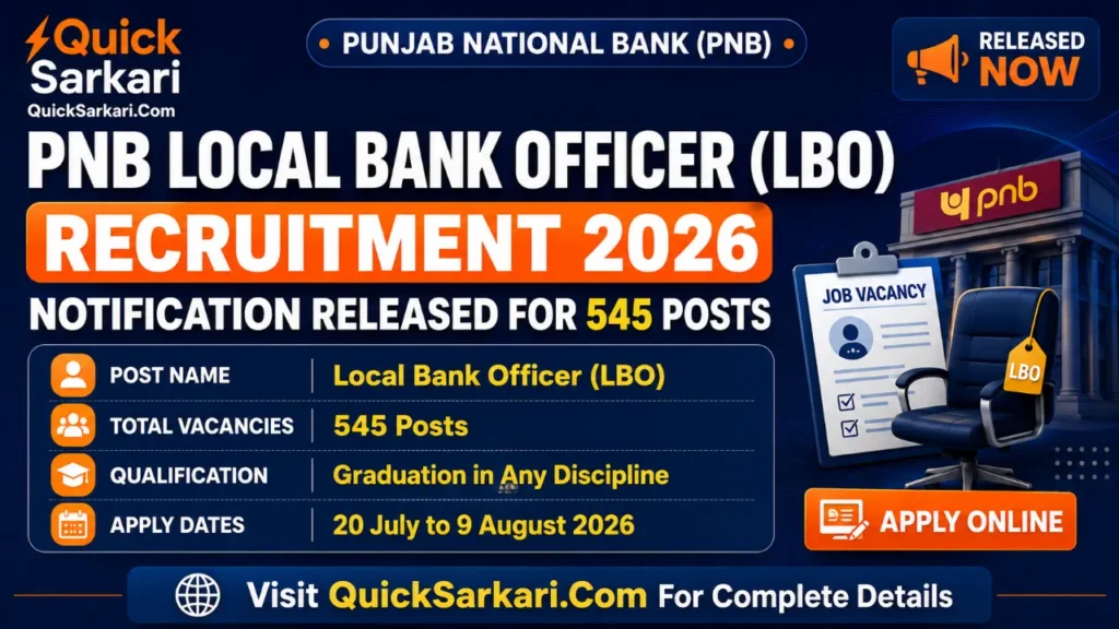 PNB Local Bank Officer (LBO) Recruitment 2026
