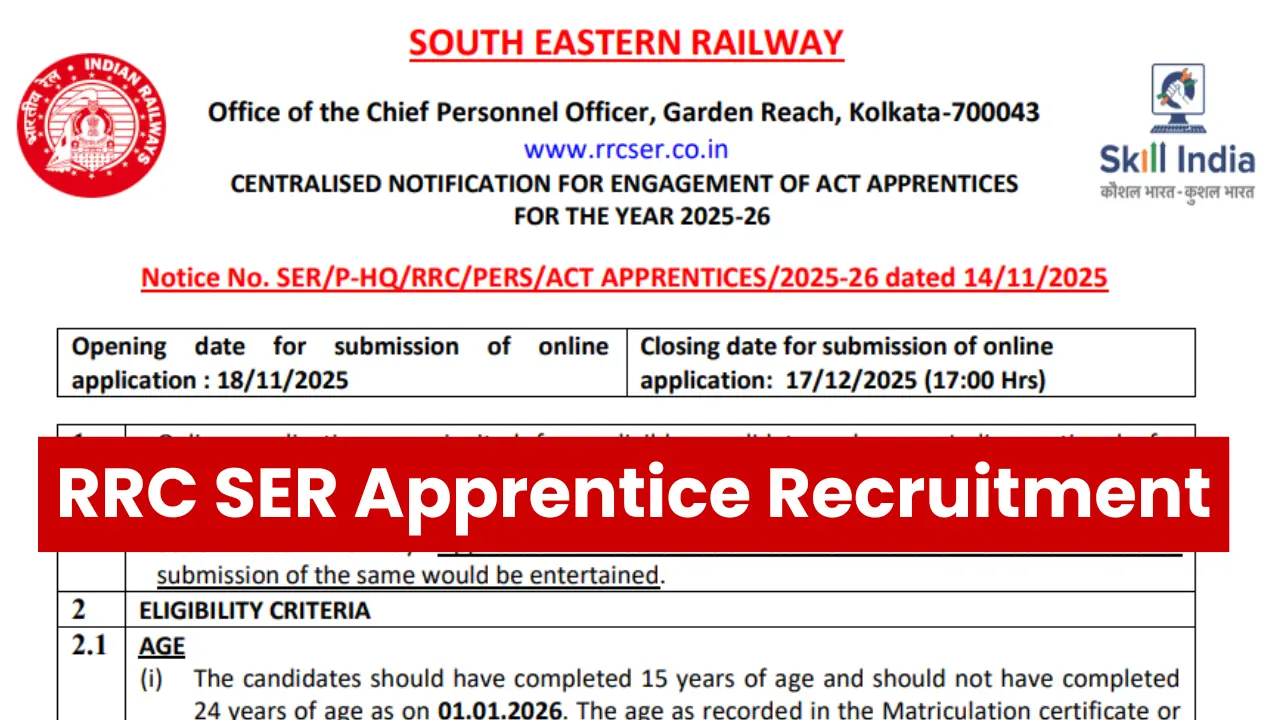 RRC SER Apprentice Recruitment