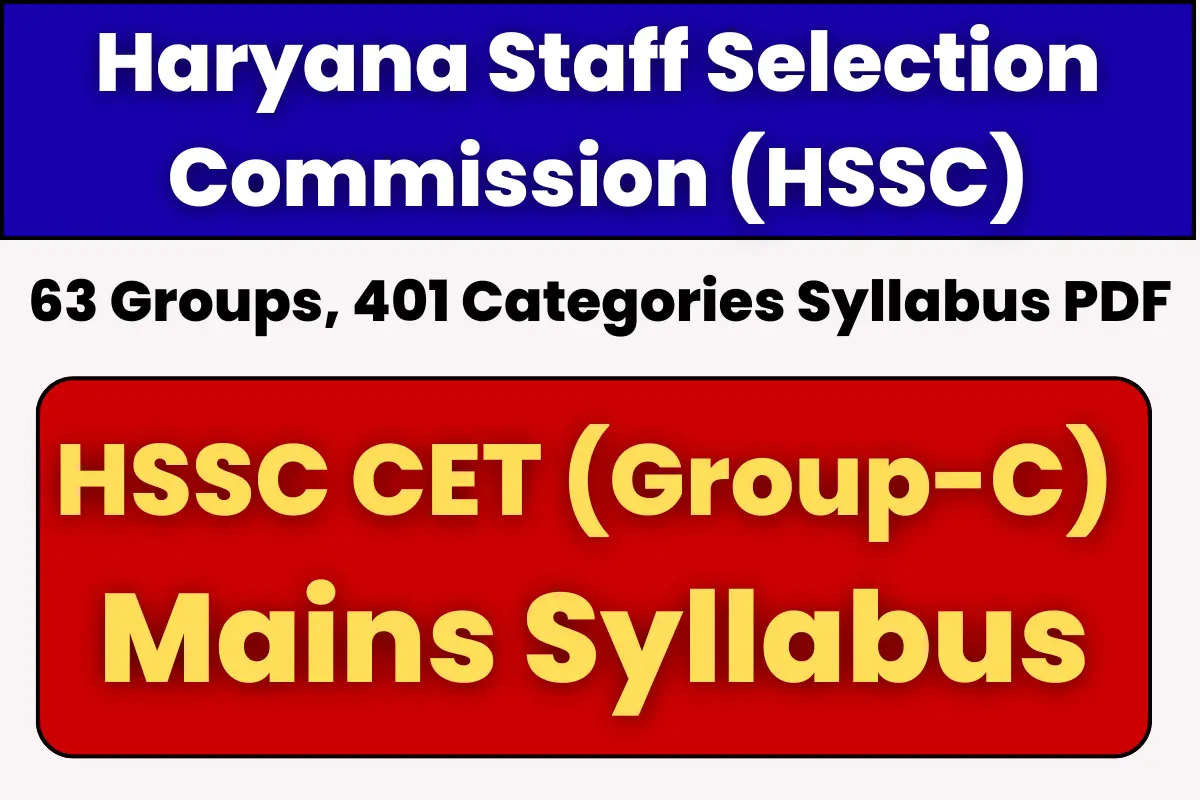 Haryana HSSC CET Group C Mains Syllabus