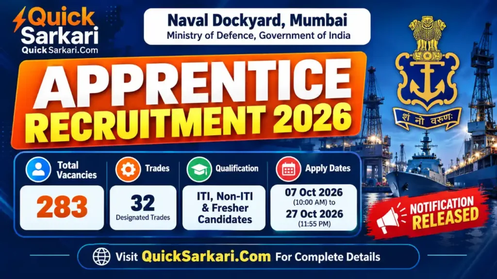 Naval Dockyard Mumbai Apprentice Recruitment 2026
