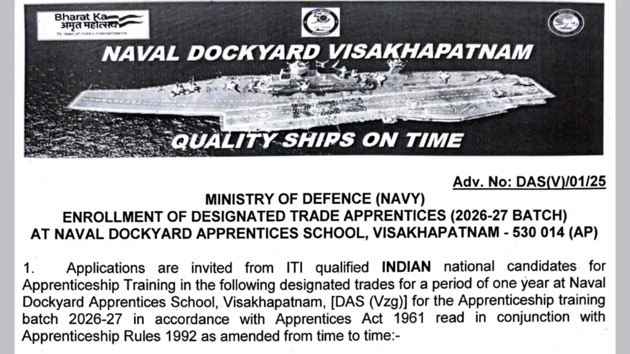 Naval Dockyard School Apprentice Recruitment 2025