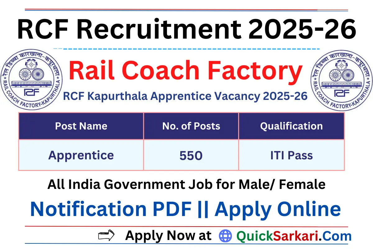 RCF Kapurthala Apprentice Recruitment 2025-26