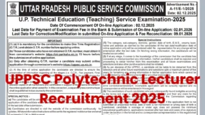 UPPSC Polytechnic Lecturer Recruitment 2025-26