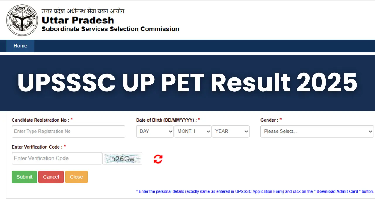 UPSSSC UP PET Result 2025