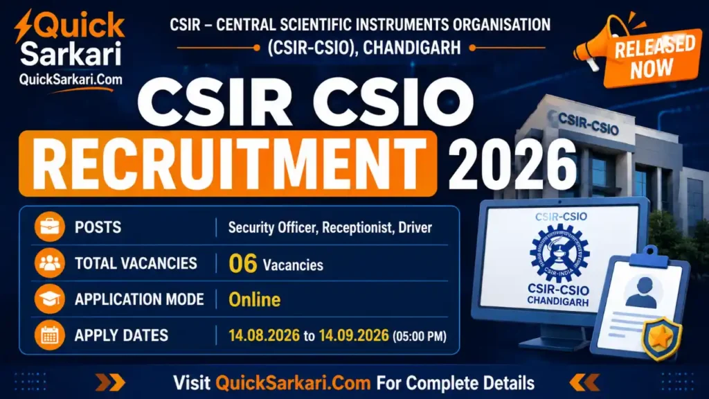 CSIR CSIO Recruitment 2026