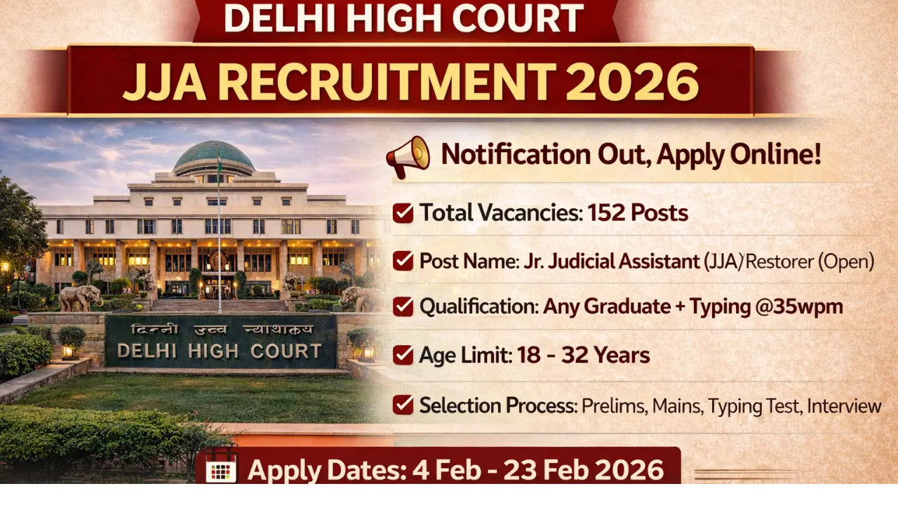 Delhi High Court JJA Recruitment 2026