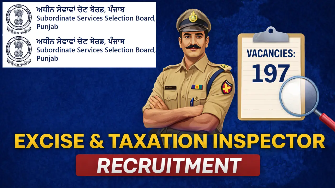 Punjab PSSSB Excise and Taxation Inspector Recruitment 2026