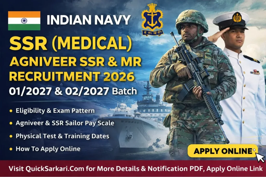 Indian Navy Agniveer SSR, MR & SSR (Medical) Recruitment 2026