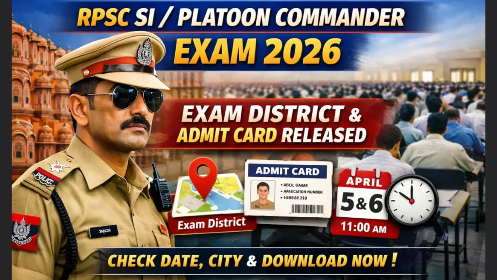 RPSC Rajasthan Police SI Exam District & Admit Card 2026