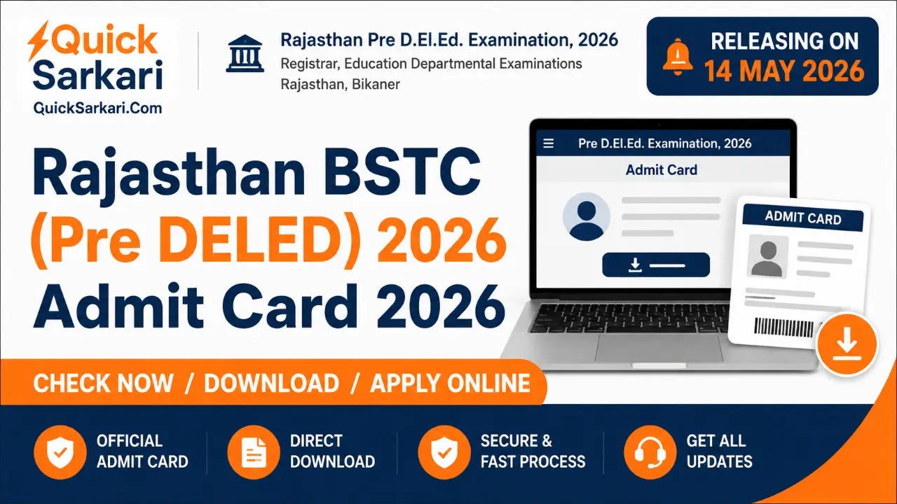 Rajasthan BSTC (Pre DELED) Admit Card 2026 OUT Today, Download Link ...
