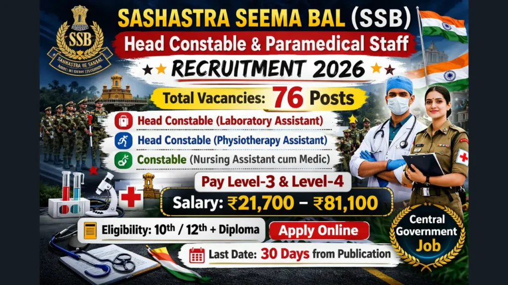 SSB Paramedical Staff Recruitment 2026