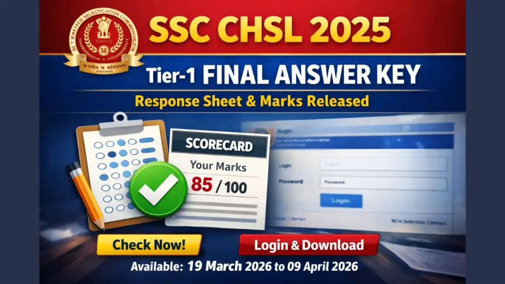SSC CHSL 2025 Tier 1 Final Answer Key Out, Scorecard Link