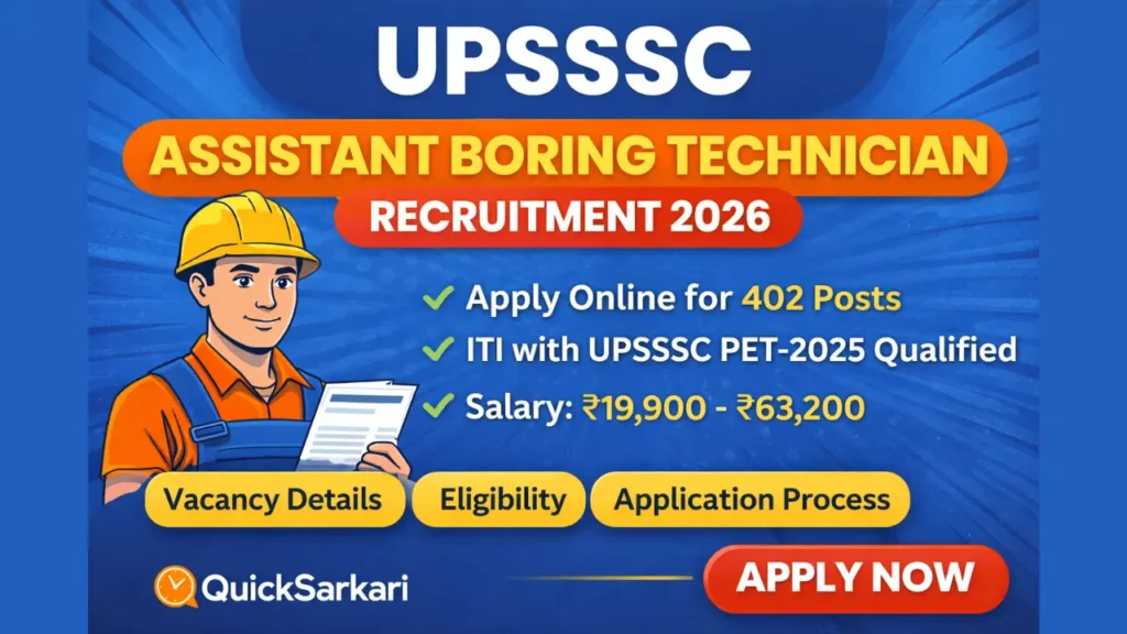 UPSSSC Assistant Boring Technician Recruitment 2026