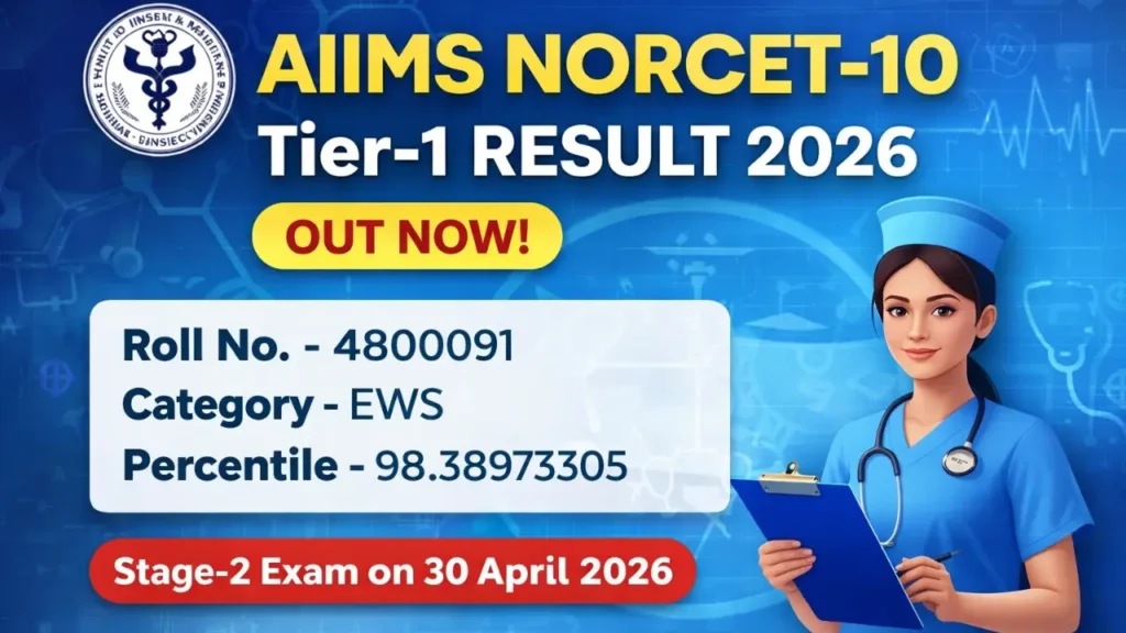 AIIMS NORCET 10 Tier-1 Result 2026