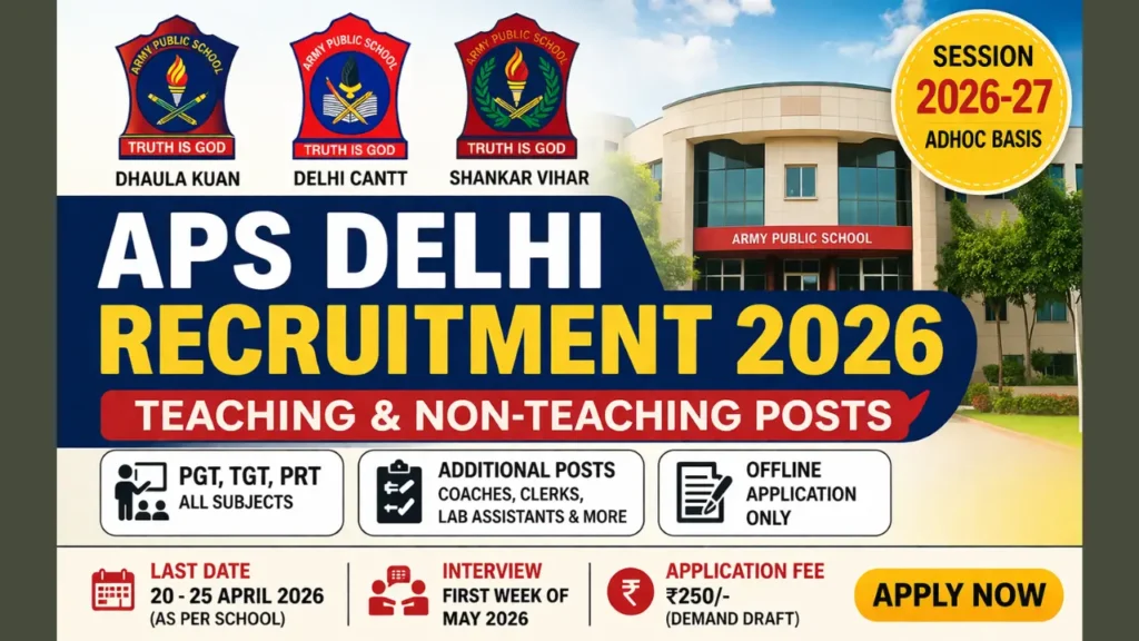 Army Public School (APS) Delhi Recruitment 2026