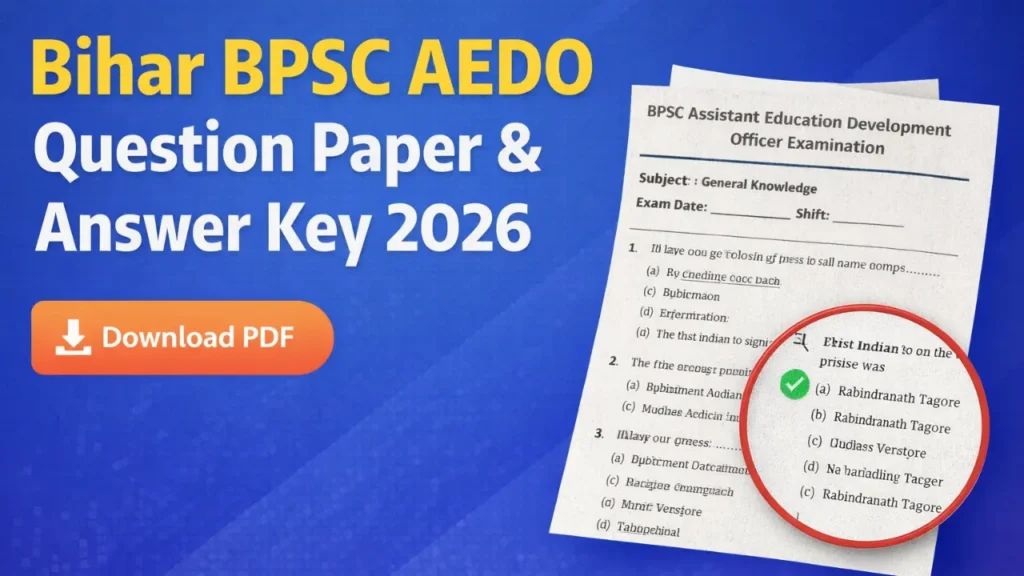 Bihar BPSC AEDO Question Paper and Answer Key 2026