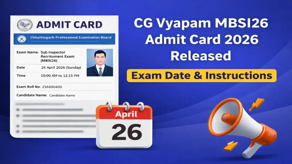 CG Vyapam MBSI Admit Card 2026