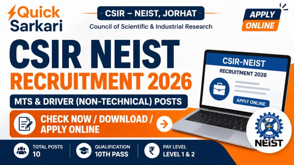 CSIR NEIST Recruitment MTS and Driver Recruitment 2026