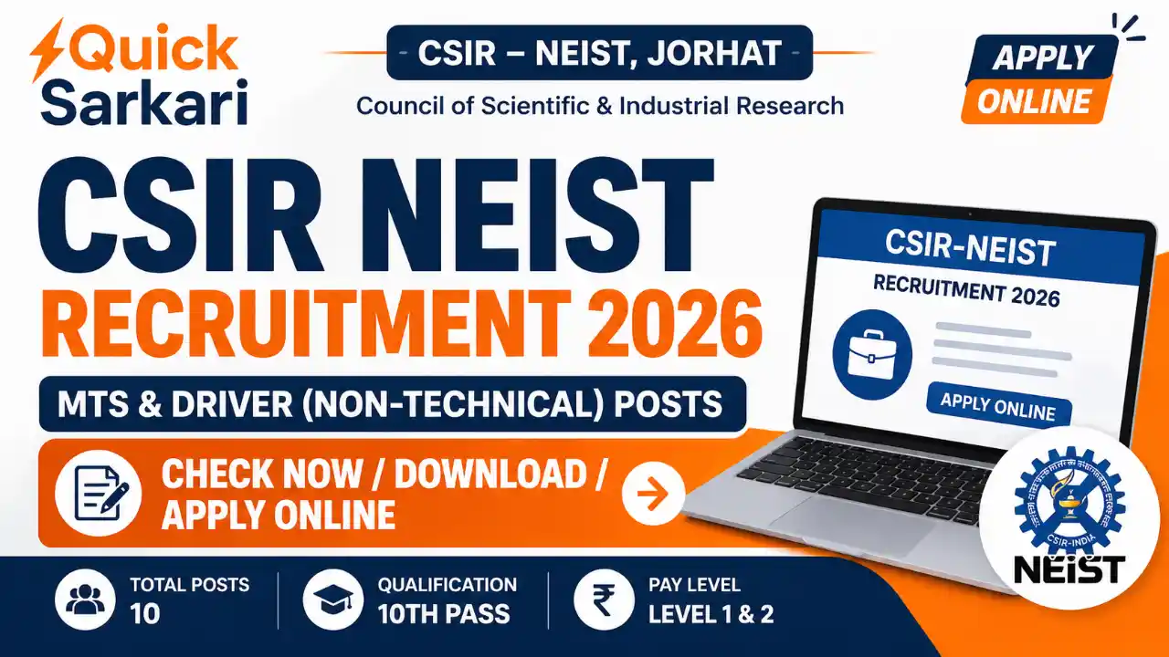 CSIR NEIST MTS And Driver Recruitment 2026 Notification Out For Advt 01 ...