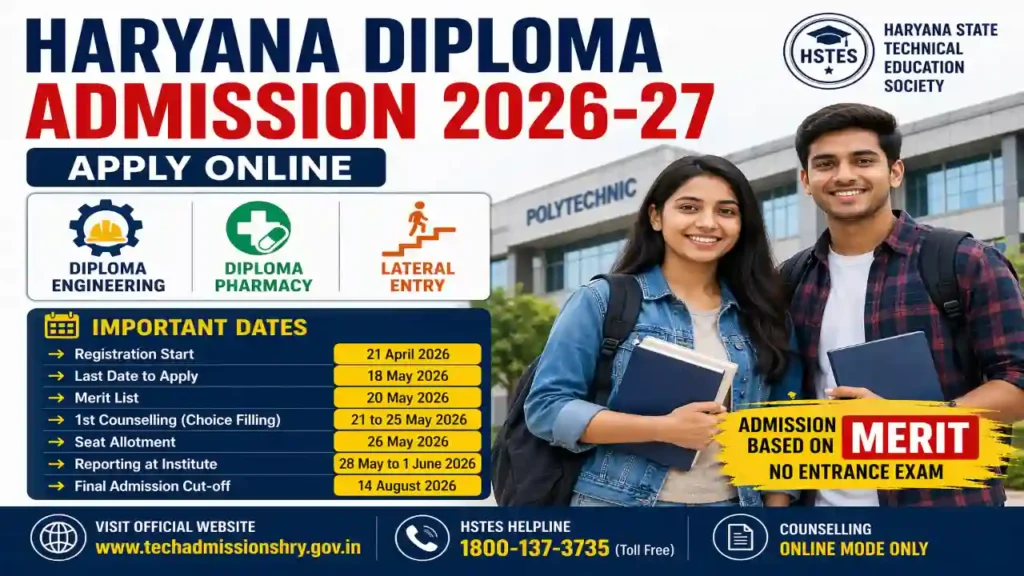 Haryana Diploma Admission 2026-27 Polytechnic and Pharmacy