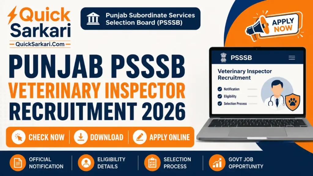 Punjab PSSSB Veterinary Inspector Recruitment 2026