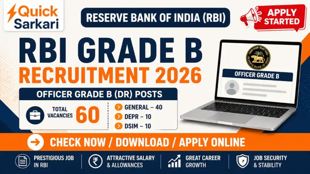 RBI Grade B Recruitment 2026 Notification