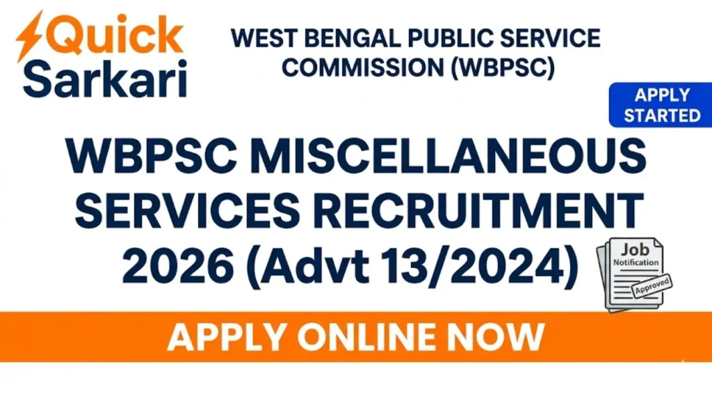 West Bengal WBPSC Miscellaneous Services Recruitment 2026 Advt 13_2024