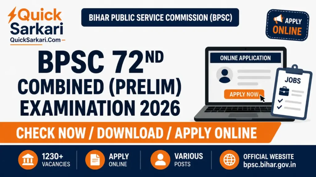 BPSC 72nd Notification 2026 Prelims CCE