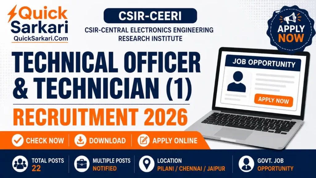 CSIR CEERI Technical Officer & Technician Recruitment 2026