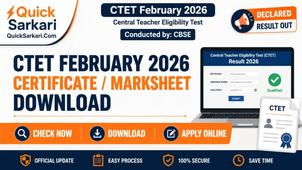 CTET February 2026 Certificate Marksheet Download