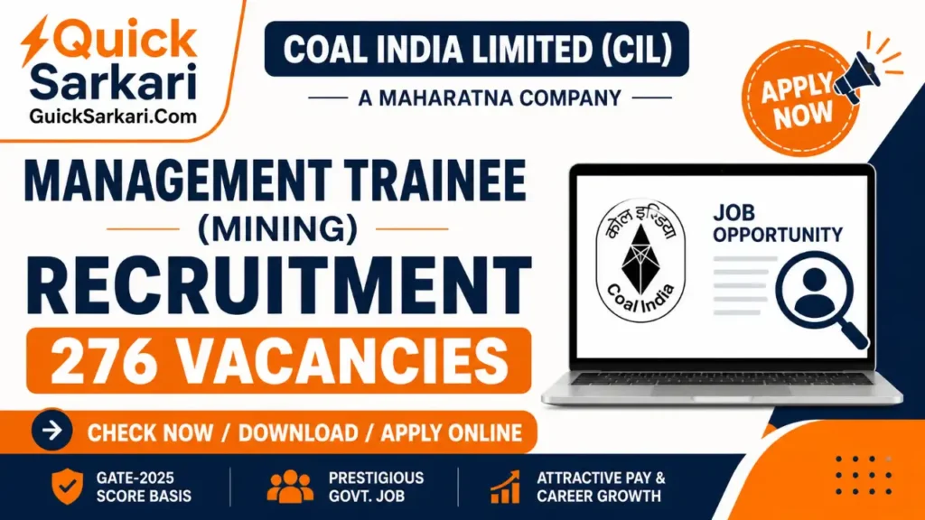 Coal India MT Mining Recruitment 2026 Through GATE 2025