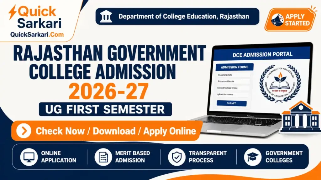 DCE Rajasthan Govt College UG Admission 2026-27