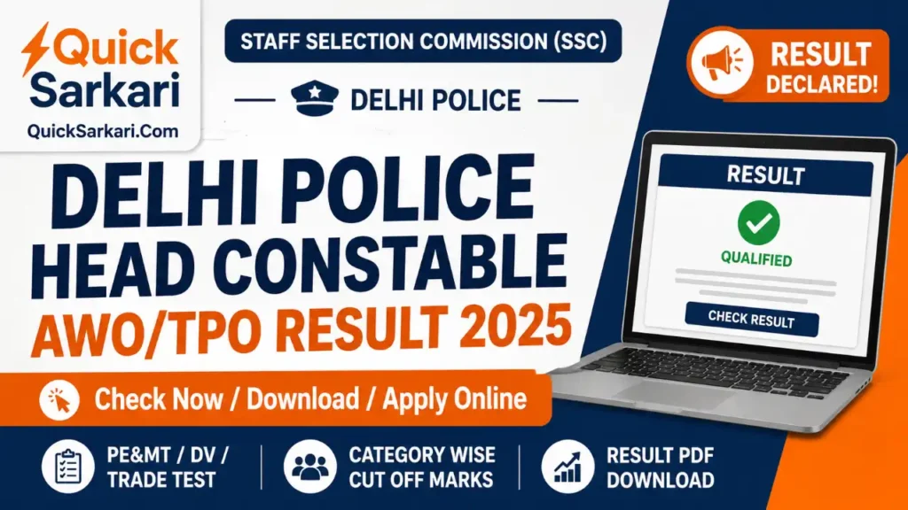Delhi Police Head Constable (HC) AWO TPO Result 2026