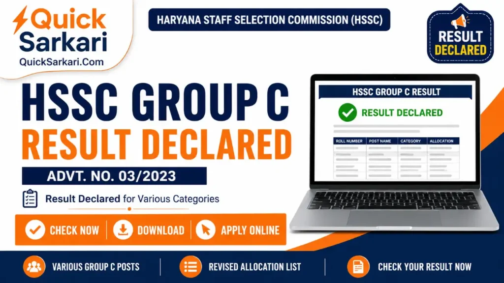 HSSC Group C Result 2026 Advt 03/2023