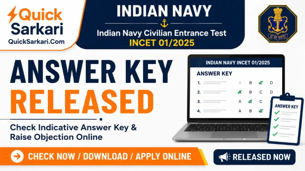 Indian Navy INCET 01/2025 Answer Key 2026