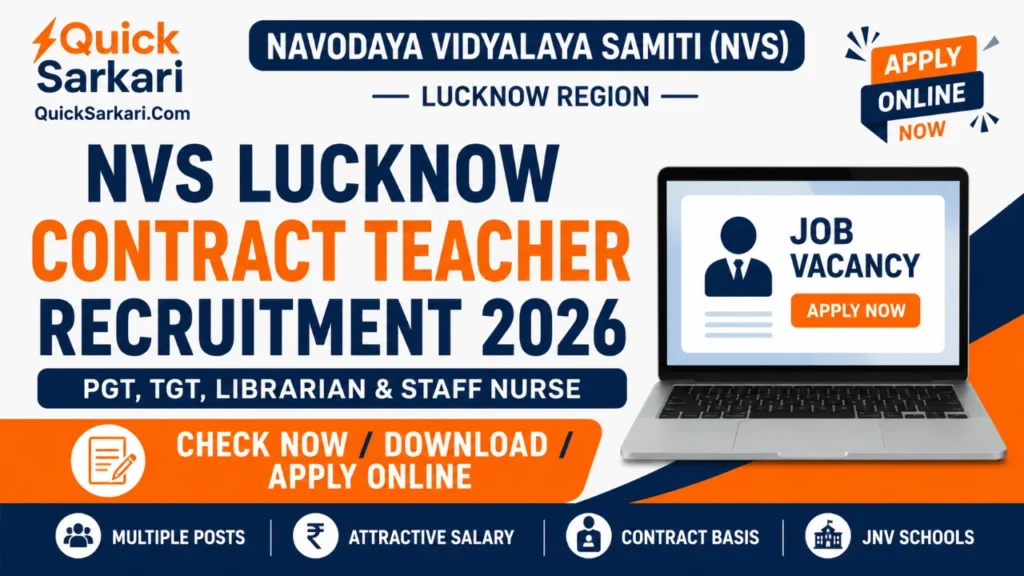 NVS Lucknow Region Contractual Teacher Vacancy 2026