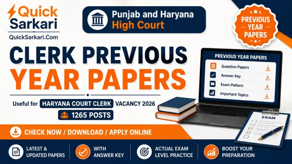 Punjab and Haryana High Court Clerk Previous Year Question Papers PDF Download with Answer Key