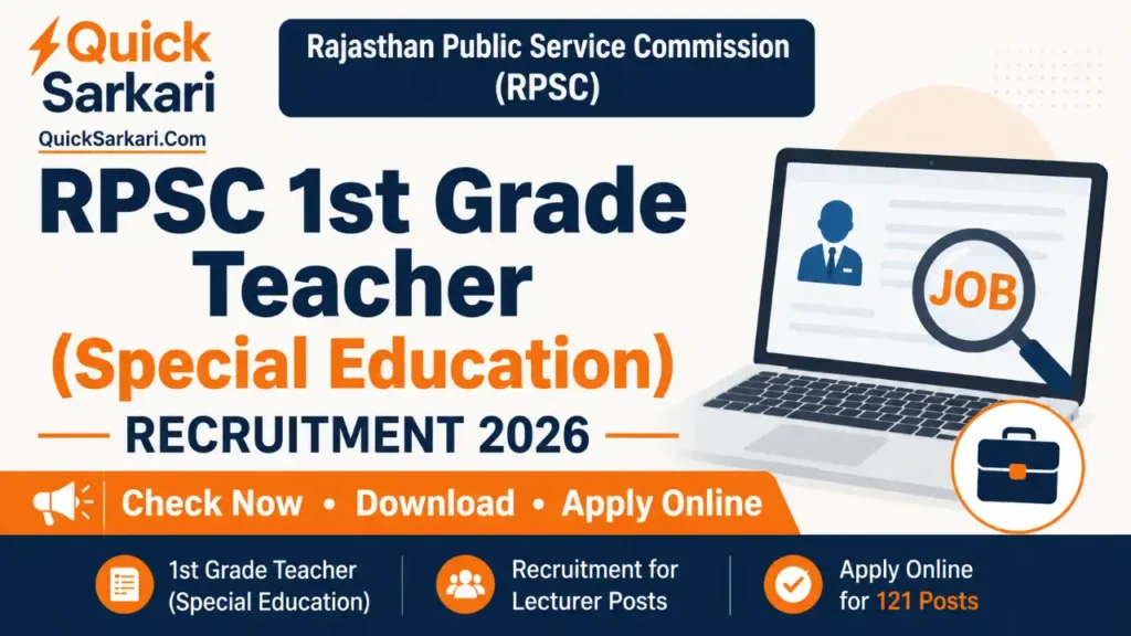 RPSC 1st Grade Teacher (Special Education) Recruitment 2026