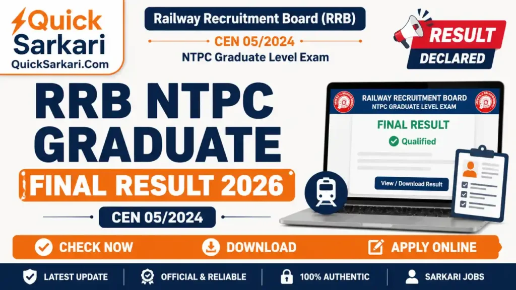 RRB NTPC Graduate Final Result 2026 CEN 05/2024